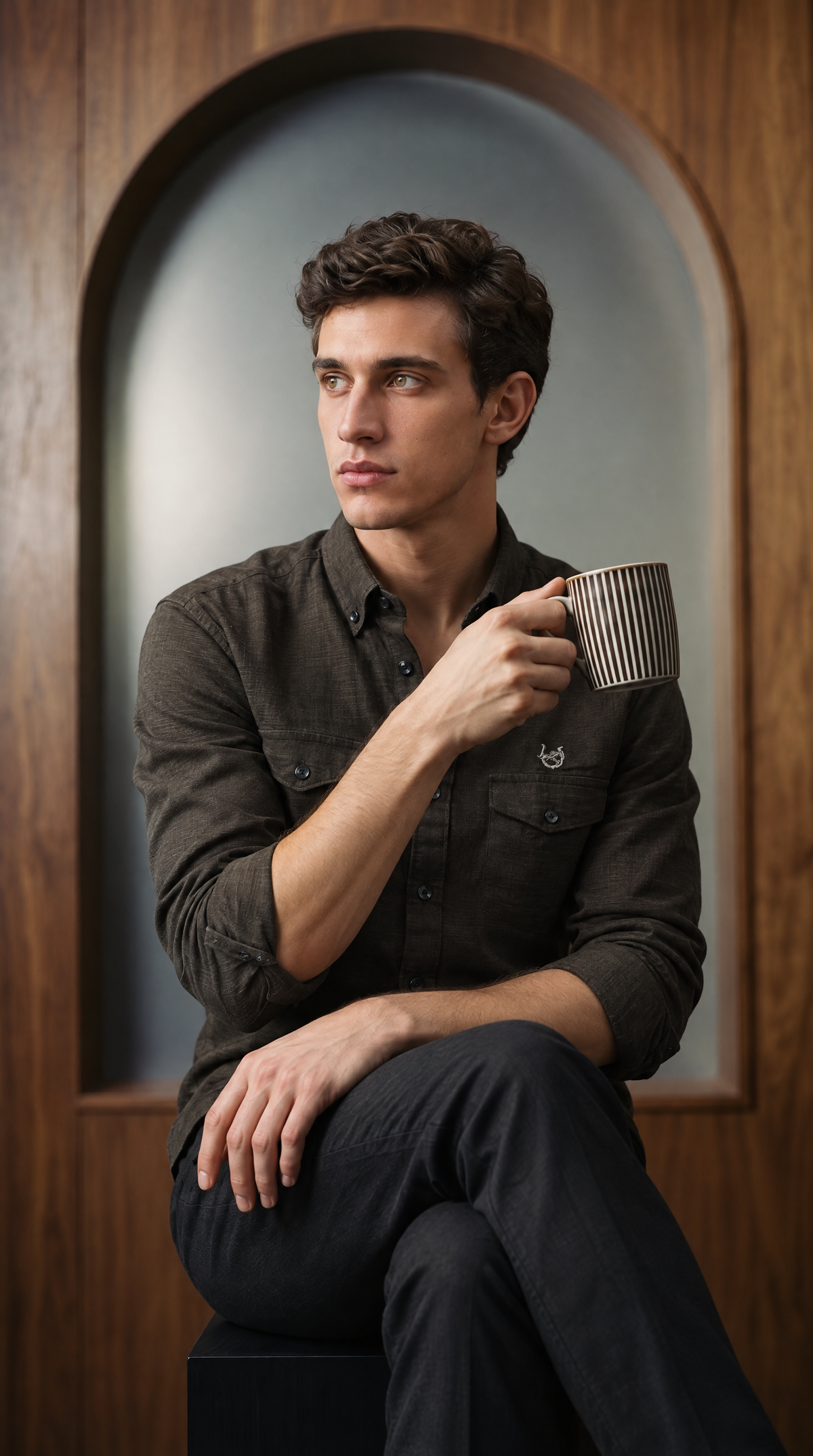 Textured Kodaikanal Dark Chocolate Linen-blend Shirt