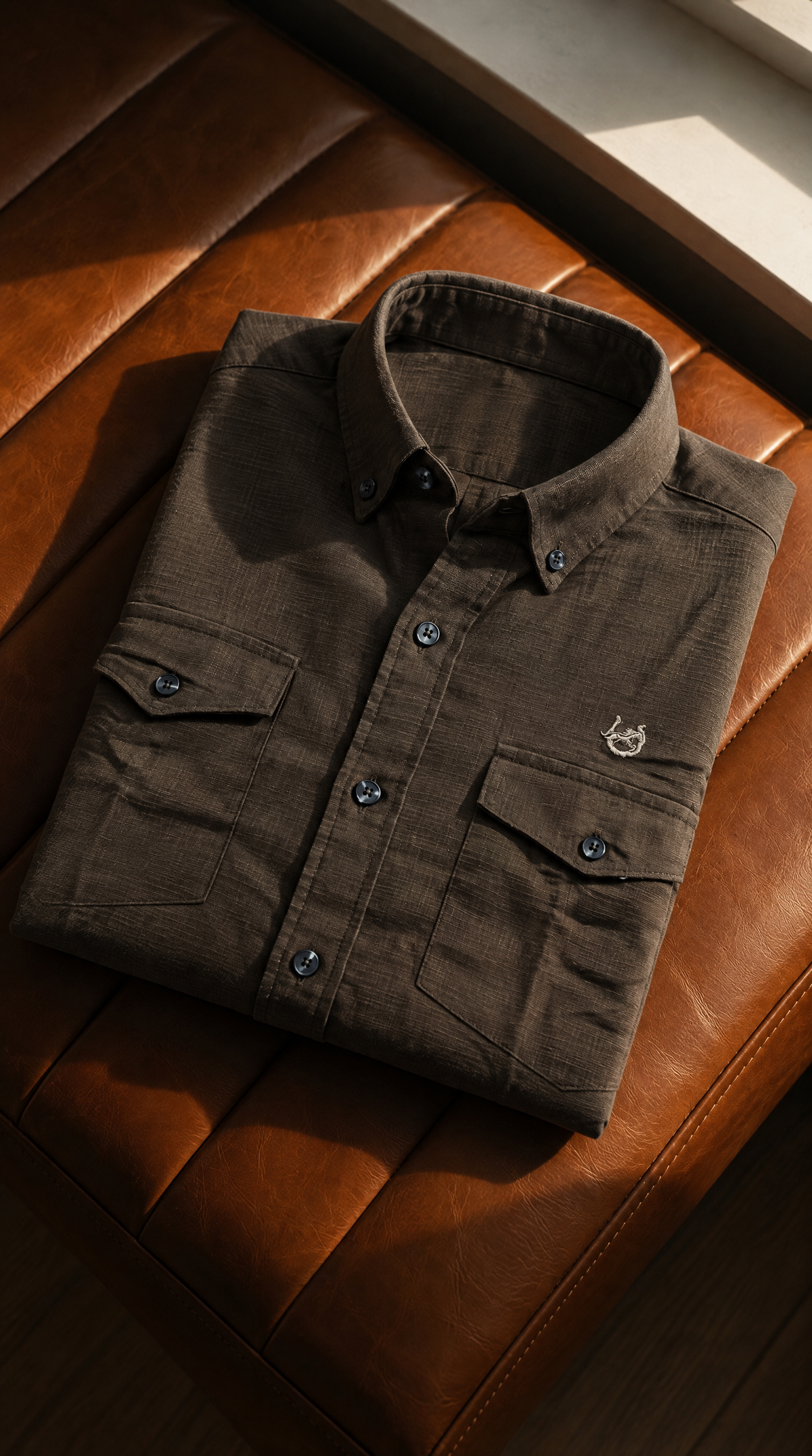 Textured Kodaikanal Dark Chocolate Linen-blend Shirt