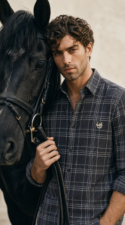 The Shimla Regatta Dark Navy Stripe Cotton Shirt