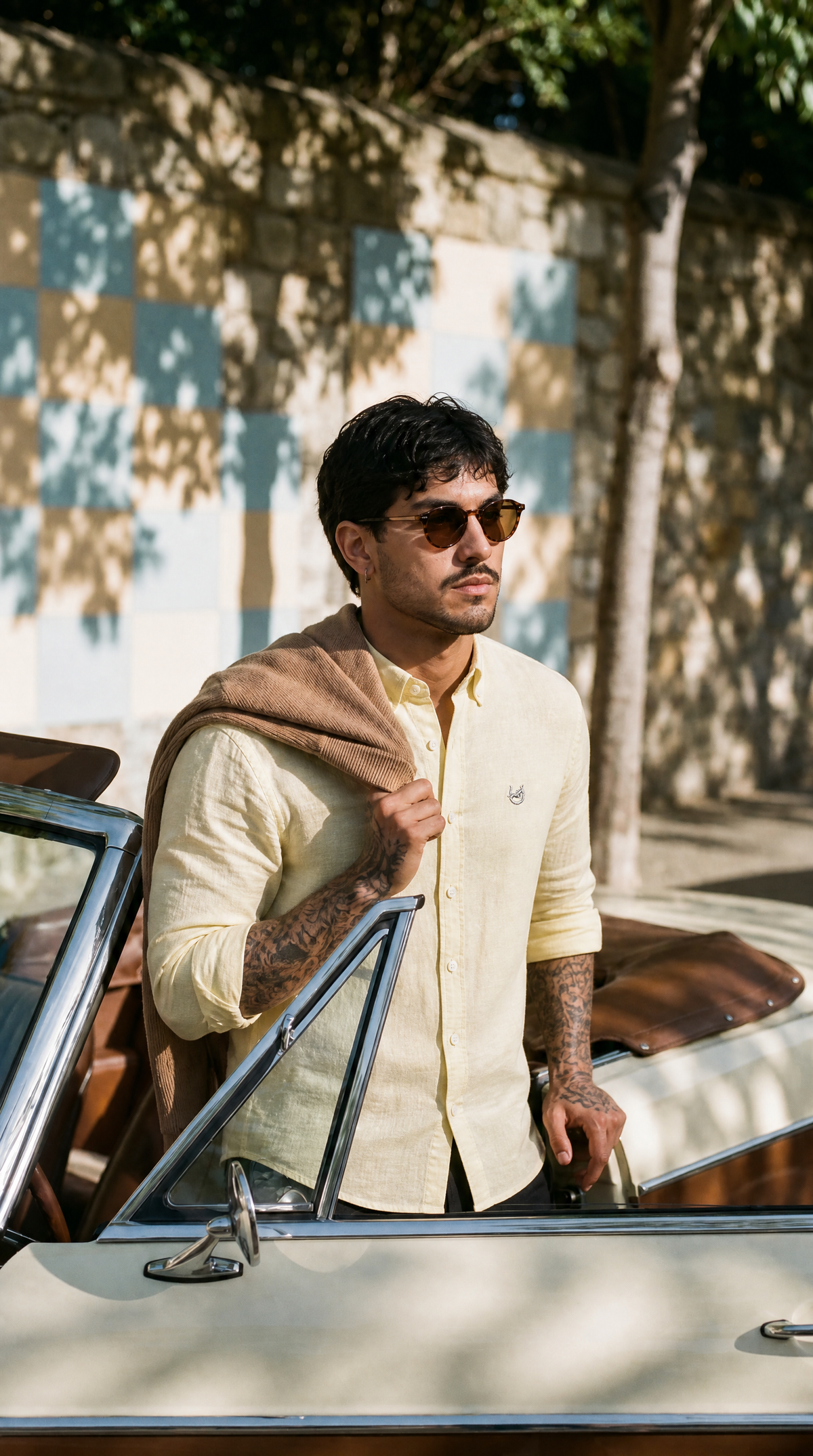 The Mysore Straw Yellow Linen-blend Shirt