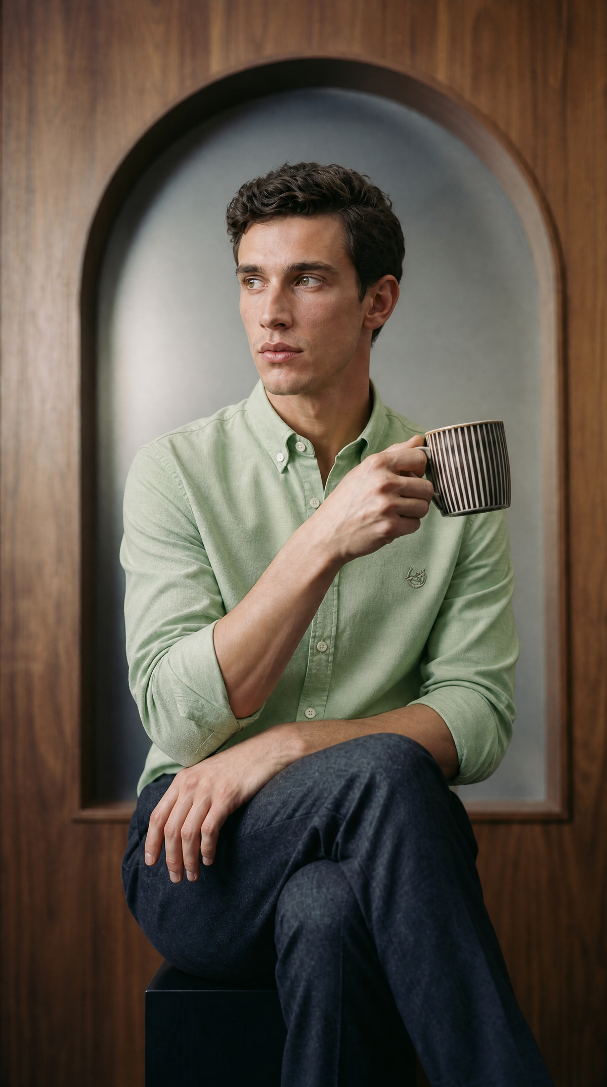 The Ooty Opal Green Linen-blend Shirt
