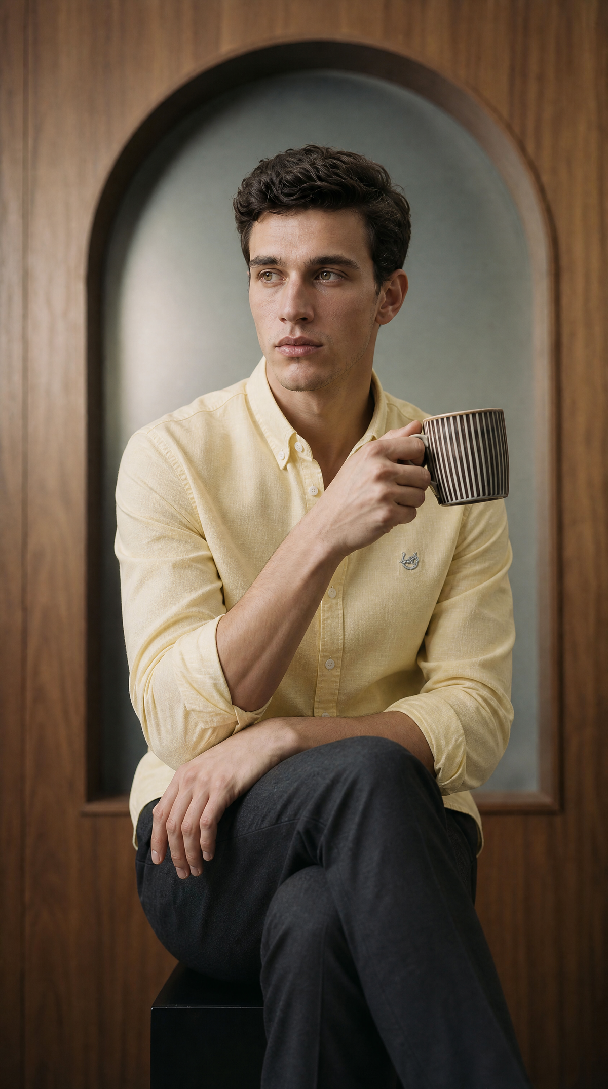 The Mysore Straw Yellow Linen-blend Shirt