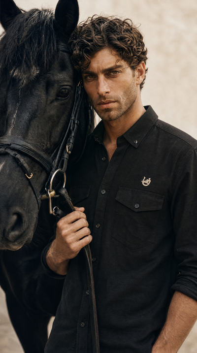 Textured Malabar Black Linen-blend Shirt
