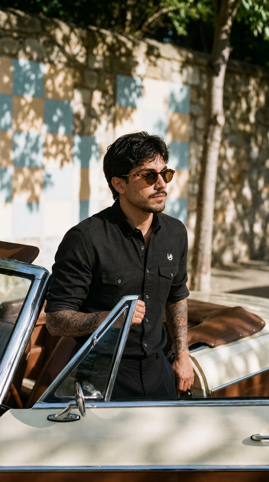 Textured Malabar Black Linen-blend Shirt