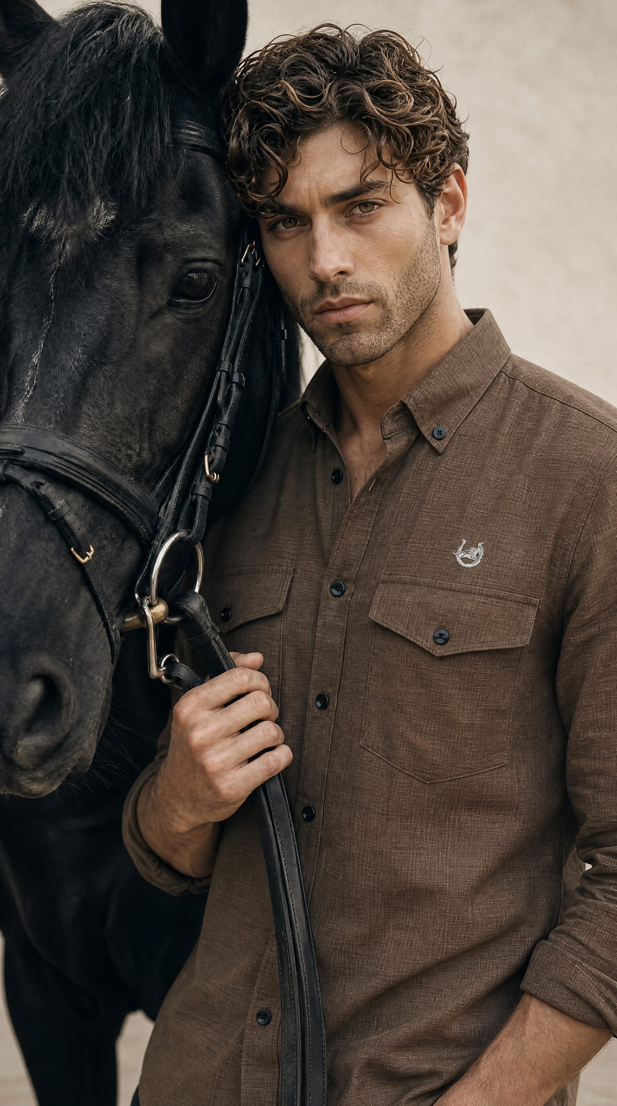 Textured Cocoa Desert Linen-blend shirt