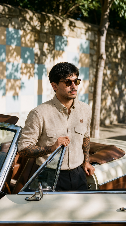 Texture Estate Cream Linen-blend Shirt