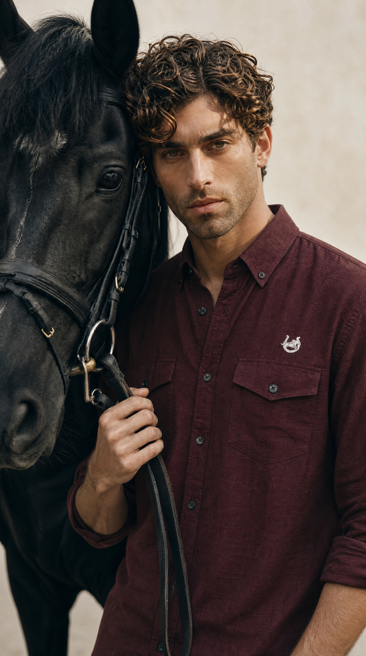 Textured Udaipur Plum Linen-blend Shirt